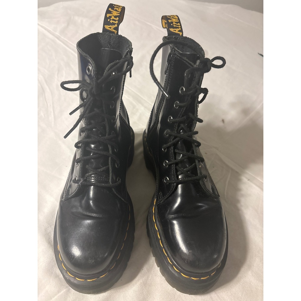 Dr. Martens Jadon Platform Boots Womens Black 8-Eye Side Zip Lug Sole
